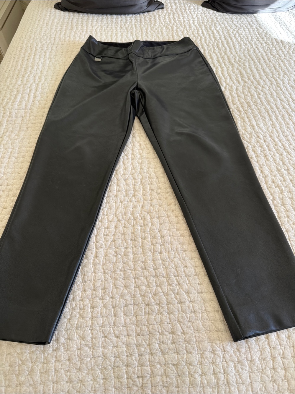 Joseph Ribkoff Black Faux Leather Straight-Leg Pants